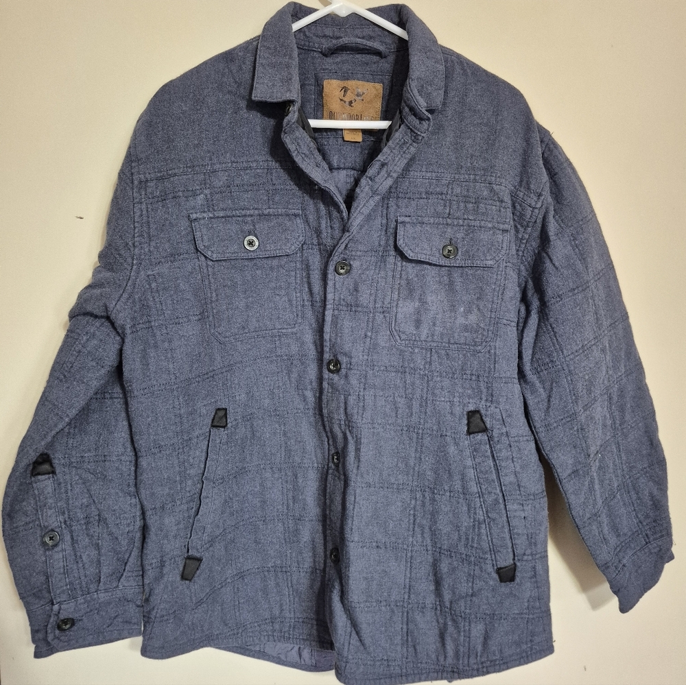Outdoor Life Shirt Jacket Mens Medium. Lined. Button Up with Side Pockets. Blue